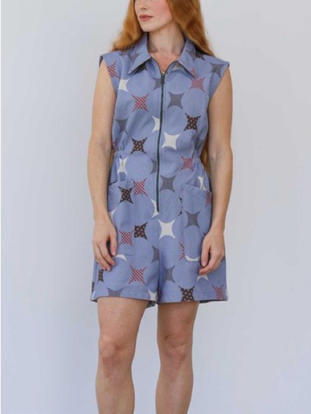 Noble Starburst Retro Printed Organic Cotton Sleeveless Romper